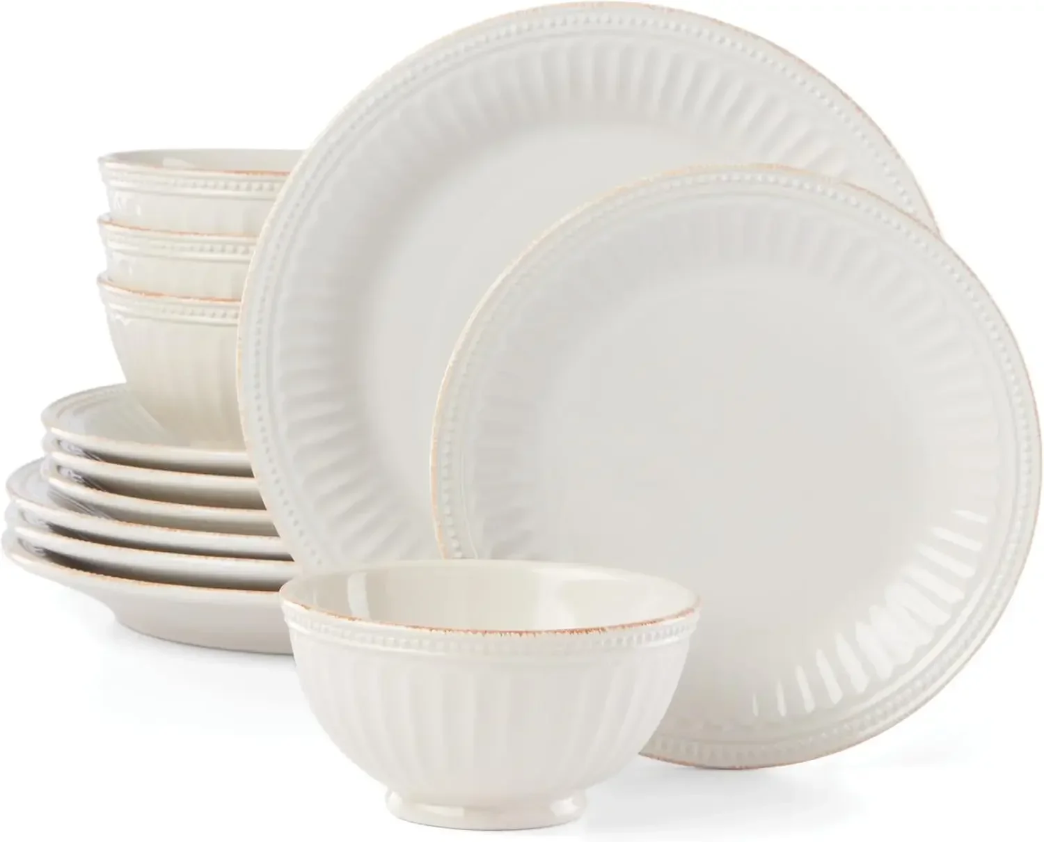 French Perle Groove 12-Piece Plate & Bowl Set, 23.05 LB, White
French Perle Groove 12-Piece Plate & Bowl Set, 23.05 LB, White