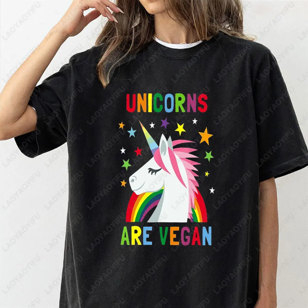 Vegan Shirt Unicorns Are Vegan Magical Rainbow Stars Tshirt Unisex Cotton Tee Fashion Casual Y2k Streetwear Woman Tops Camisetas
Vegan Shirt Unicorns Are Vegan Magical Rainbow Stars Tshirt Unisex Cotton Tee Fashion Casual Y2k Streetwear Woman Tops Camisetas