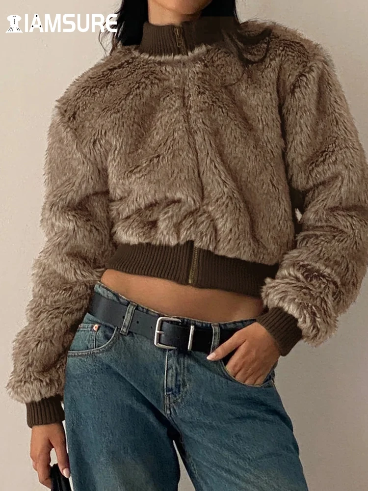 IAMSURE Casual Streetwear Furry Cropped Coats Autumn Winter Basic Warm Patchwork O-Neck Long Sleeve Jackets Women 2023 Fashion
IAMSURE Casual Streetwear Furry Cropped Coats Autumn Winter Basic Warm Patchwork O-Neck Long Sleeve Jackets Women 2023 Fashion