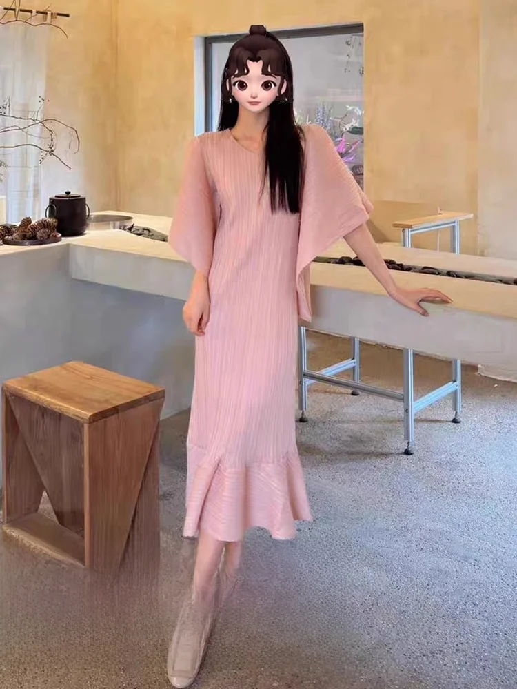Slimming High Waist Fish Tail Dress Pure Color Pleated Summer Fashion Casual round Neckline Straight Cut Polyester Fiber
Slimming High Waist Fish Tail Dress Pure Color Pleated Summer Fashion Casual round Neckline Straight Cut Polyester Fiber