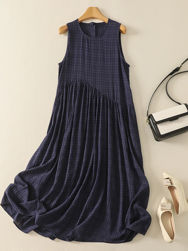 Women's plus Size Loose Fit Sleeveless Vest Dress Vintage Plaid Slimming Long Dress Korean Style Commute Casual round Neck
Women's plus Size Loose Fit Sleeveless Vest Dress Vintage Plaid Slimming Long Dress Korean Style Commute Casual round Neck
