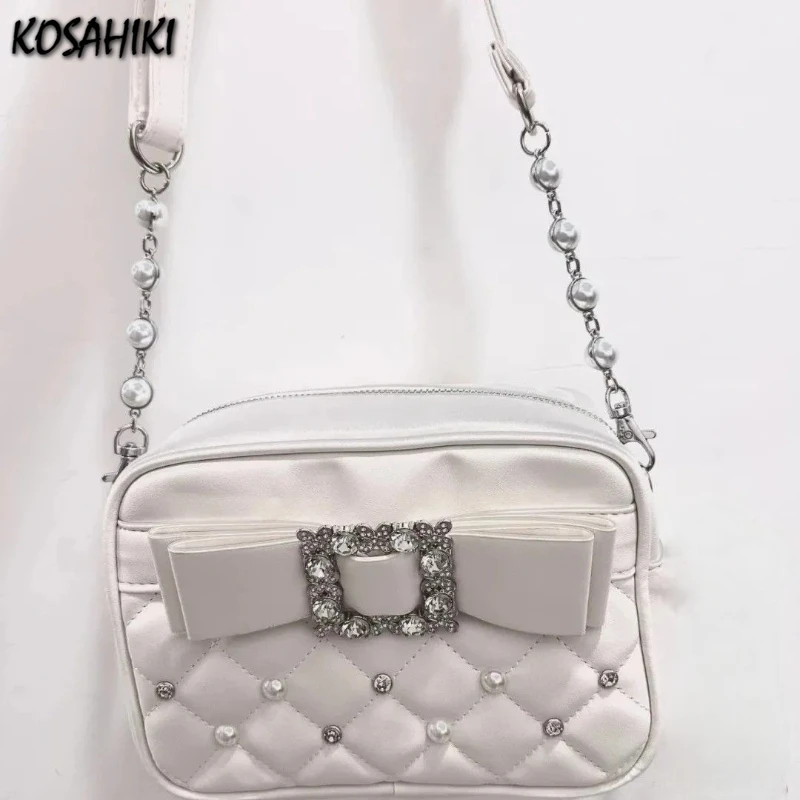 Luxury Design Elegant Diamond Bow Shoulder Bag Fashion Pearl Chain Fairy Women's Handbags Korean Office Lady Y2k Crossbody Bags
Luxury Design Elegant Diamond Bow Shoulder Bag Fashion Pearl Chain Fairy Women's Handbags Korean Office Lady Y2k Crossbody Bags