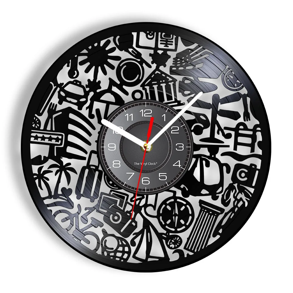 Travel Theme Decorative Wall Clock Made Out Of Vinyl Record LP Tourism Travel Retro Black Wall Art Decorative Vintage Wall Watch
Travel Theme Decorative Wall Clock Made Out Of Vinyl Record LP Tourism Travel Retro Black Wall Art Decorative Vintage Wall Watch