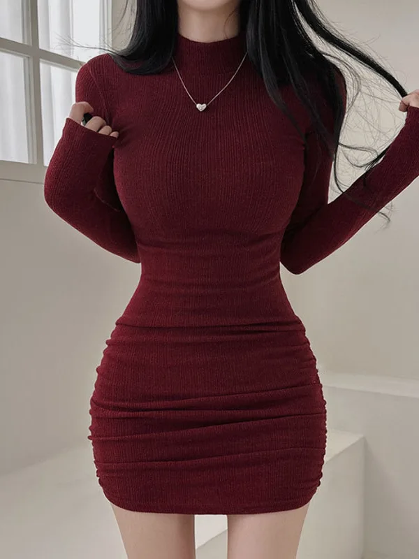 2024 Autumn/winter Korean Version New Half High Collar Long Sleeve Dress Women High Waist Wrap Hip Solid Slim Dress A2IA
2024 Autumn/winter Korean Version New Half High Collar Long Sleeve Dress Women High Waist Wrap Hip Solid Slim Dress A2IA