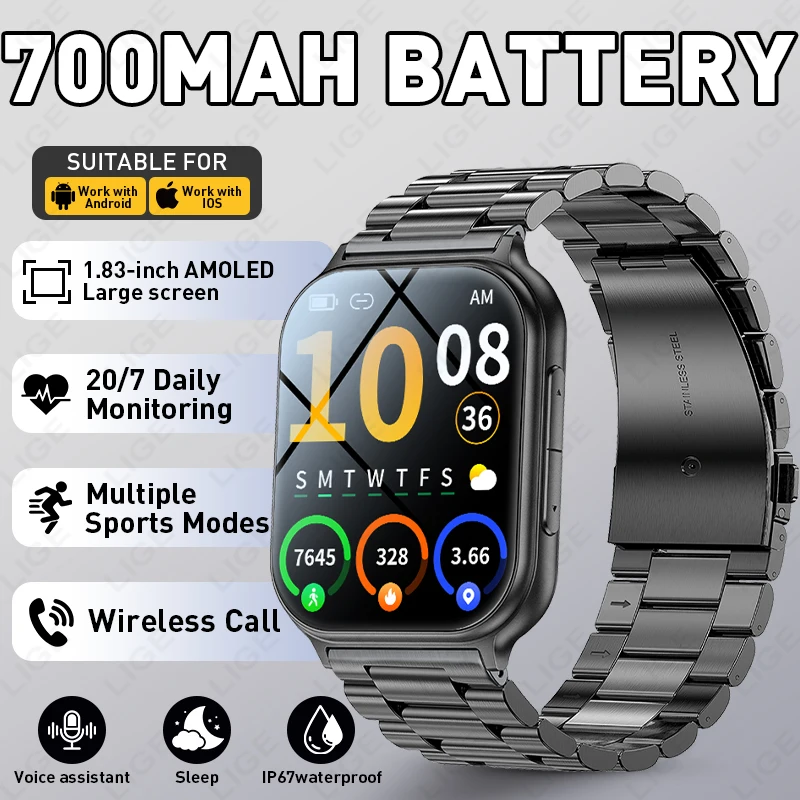 LIGE Smart Watch 700mAh Battery 1.83" Inch HD Bluetooth Call Message Reminder Sports Women Men Smartwatch For Android IOS 2026
LIGE Smart Watch 700mAh Battery 1.83" Inch HD Bluetooth Call Message Reminder Sports Women Men Smartwatch For Android IOS 2026