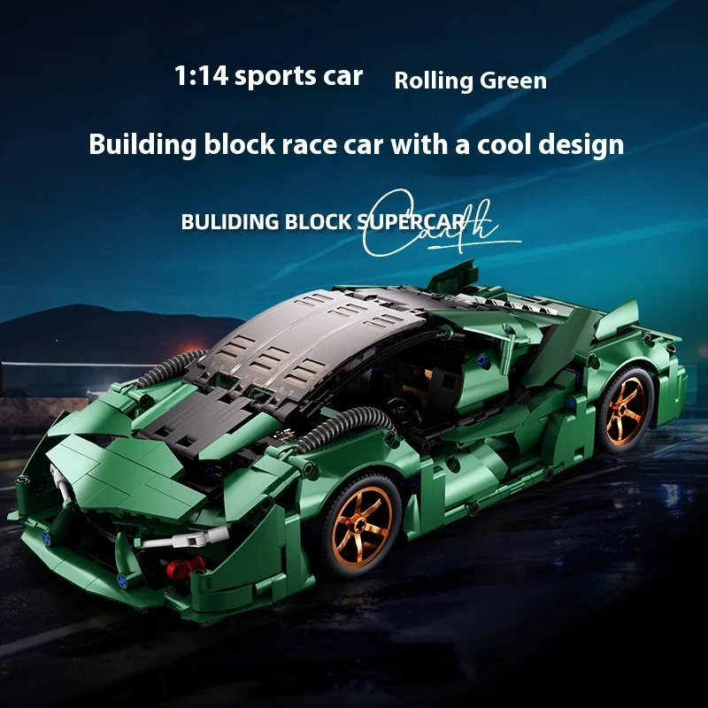 Technical Green Racing Sport Car Model Building Blocks Creative Vehicle Assembly 1:14 DIY Supercar Brick Puzzle Toy for Kid Gift
Technical Green Racing Sport Car Model Building Blocks Creative Vehicle Assembly 1:14 DIY Supercar Brick Puzzle Toy for Kid Gift