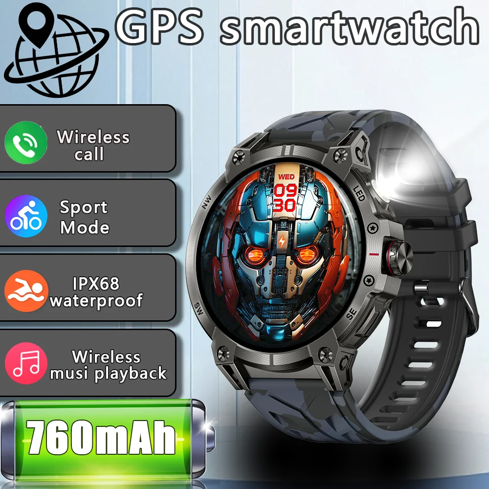 Tracker Heart Rate men's 760mAh large battery LED flashlight compass IP68waterproof 1.8 inch HD large screen BT call smart watch
Tracker Heart Rate men's 760mAh large battery LED flashlight compass IP68waterproof 1.8 inch HD large screen BT call smart watch