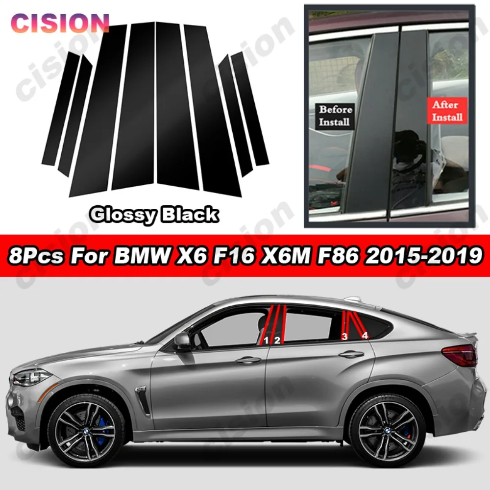 8x Carbon Fiber Chrome Black Mirror Effect Car Door Window Center Middle Column BC Pillar Post Cover Trim For BMW X6 F16 X6M F86
8x Carbon Fiber Chrome Black Mirror Effect Car Door Window Center Middle Column BC Pillar Post Cover Trim For BMW X6 F16 X6M F86