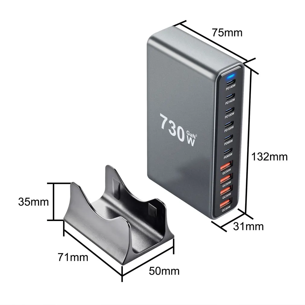 Hot 730W 10-Ports GaN Fast Charge Portable and Convenient 3.0 USB Type-C Quick Charger 6C4A PD Charger for Mobile and Tablets
Hot 730W 10-Ports GaN Fast Charge Portable and Convenient 3.0 USB Type-C Quick Charger 6C4A PD Charger for Mobile and Tablets