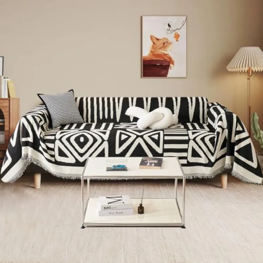 71" x 118" Chenille Couch Cover with Black Geometry Pattern for Sectional Sofa Loveseat Futon L Shaped Cover Reversible Sofa Sl
71" x 118" Chenille Couch Cover with Black Geometry Pattern for Sectional Sofa Loveseat Futon L Shaped Cover Reversible Sofa Sl