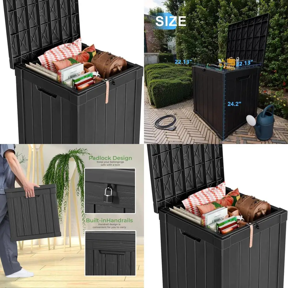 Большой 50-галонный ящик для хранения на открытом воздухе для патио, подушек, садовых инструментов и аксессуаров для бассейна — водонепроницаемый, смоляный, запираемый (черный)
Большой 50-галонный ящик для хранения на открытом воздухе для патио, подушек, садовых инструментов и аксессуаров для бассейна — водонепроницаемый, смоляный, запираемый (черный)