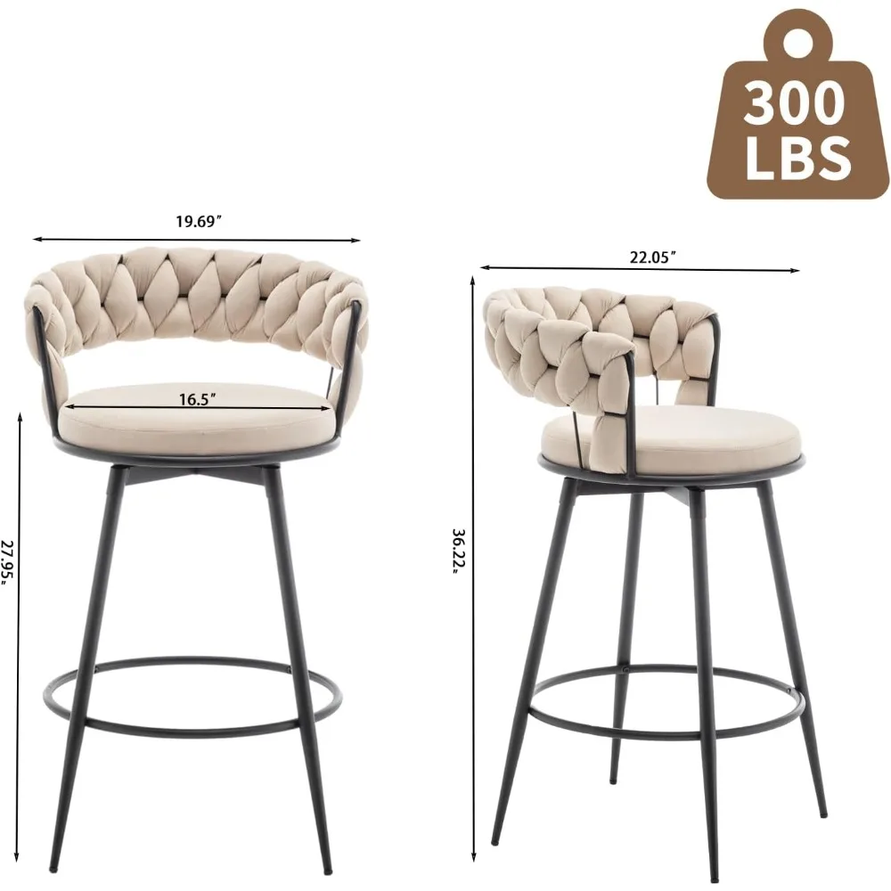 Four-piece Swivel Bar Stool Set, Modern Style Woven Back Bar Stool, Velvet Material
Four-piece Swivel Bar Stool Set, Modern Style Woven Back Bar Stool, Velvet Material