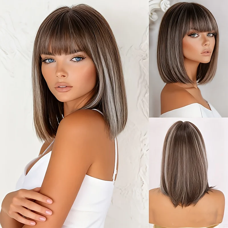 Женский синтетический парик средней длины, прямые волосы, смешанные цвета, челка, идеальный подарок для праздника, вечеринки, послеобеденного чаепития
Женский синтетический парик средней длины, прямые волосы, смешанные цвета, челка, идеальный подарок для праздника, вечеринки, послеобеденного чаепития