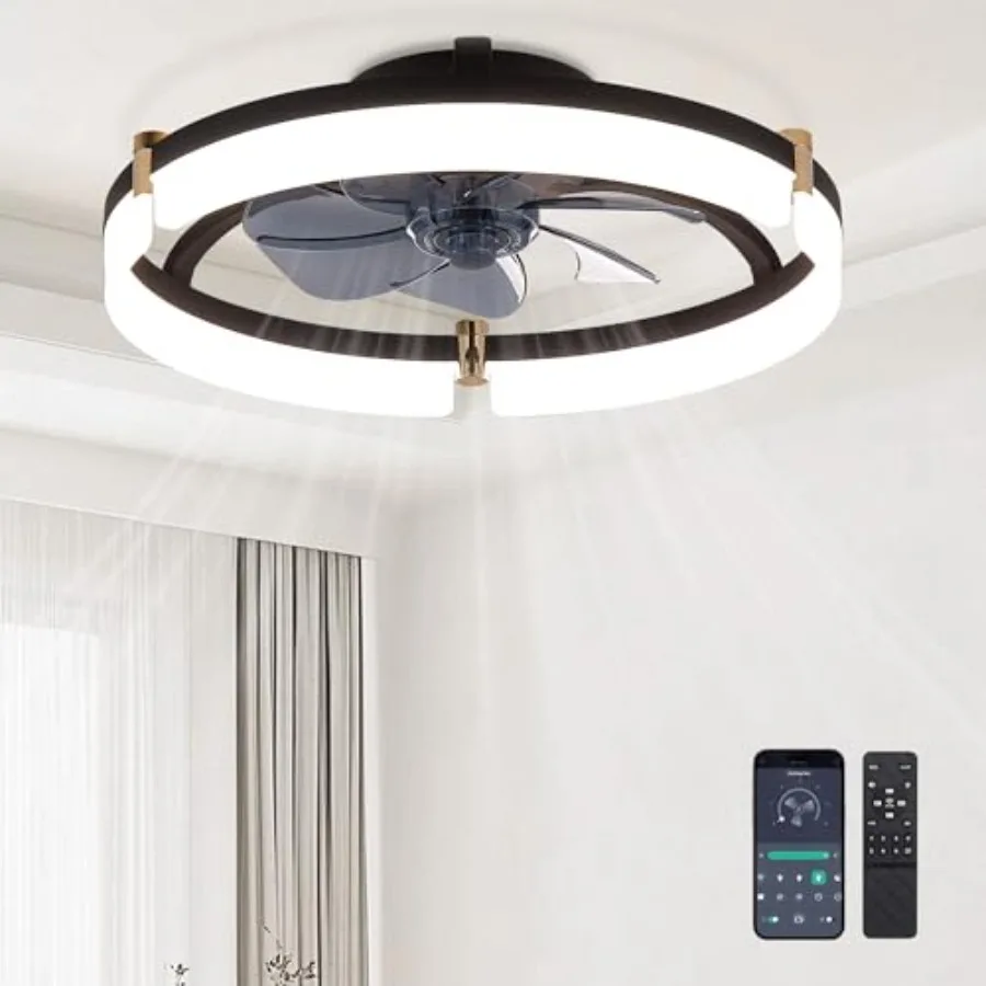 Ceilg Fans with Remote and Lights Fandelier - '' Low Profile Flush Mount Modern Black Ceilg Fans for Bedroom - 6 Speeds and Ste
Ceilg Fans with Remote and Lights Fandelier - '' Low Profile Flush Mount Modern Black Ceilg Fans for Bedroom - 6 Speeds and Ste