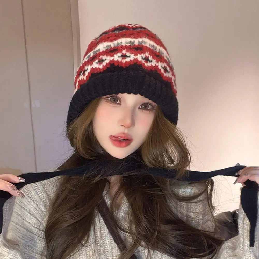 Cute Winter Women Warm Knit Hat Thicken Woolen Ear Protection Tie Pile Caps Y2K Pullover Hat One-Piece Japanese Bonnet Cap
Cute Winter Women Warm Knit Hat Thicken Woolen Ear Protection Tie Pile Caps Y2K Pullover Hat One-Piece Japanese Bonnet Cap