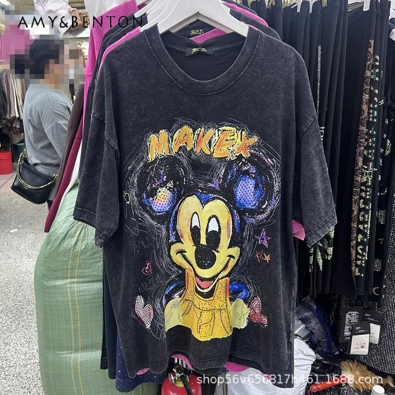 Европейский стиль со стразами и мультяшным принтом, футболка с круглым вырезом для тяжелой промышленности, свободный повседневный модный топ с короткими рукавами, кавайная одежда, футболки
Европейский стиль со стразами и мультяшным принтом, футболка с круглым вырезом для тяжелой промышленности, свободный повседневный модный топ с короткими рукавами, кавайная одежда, футболки