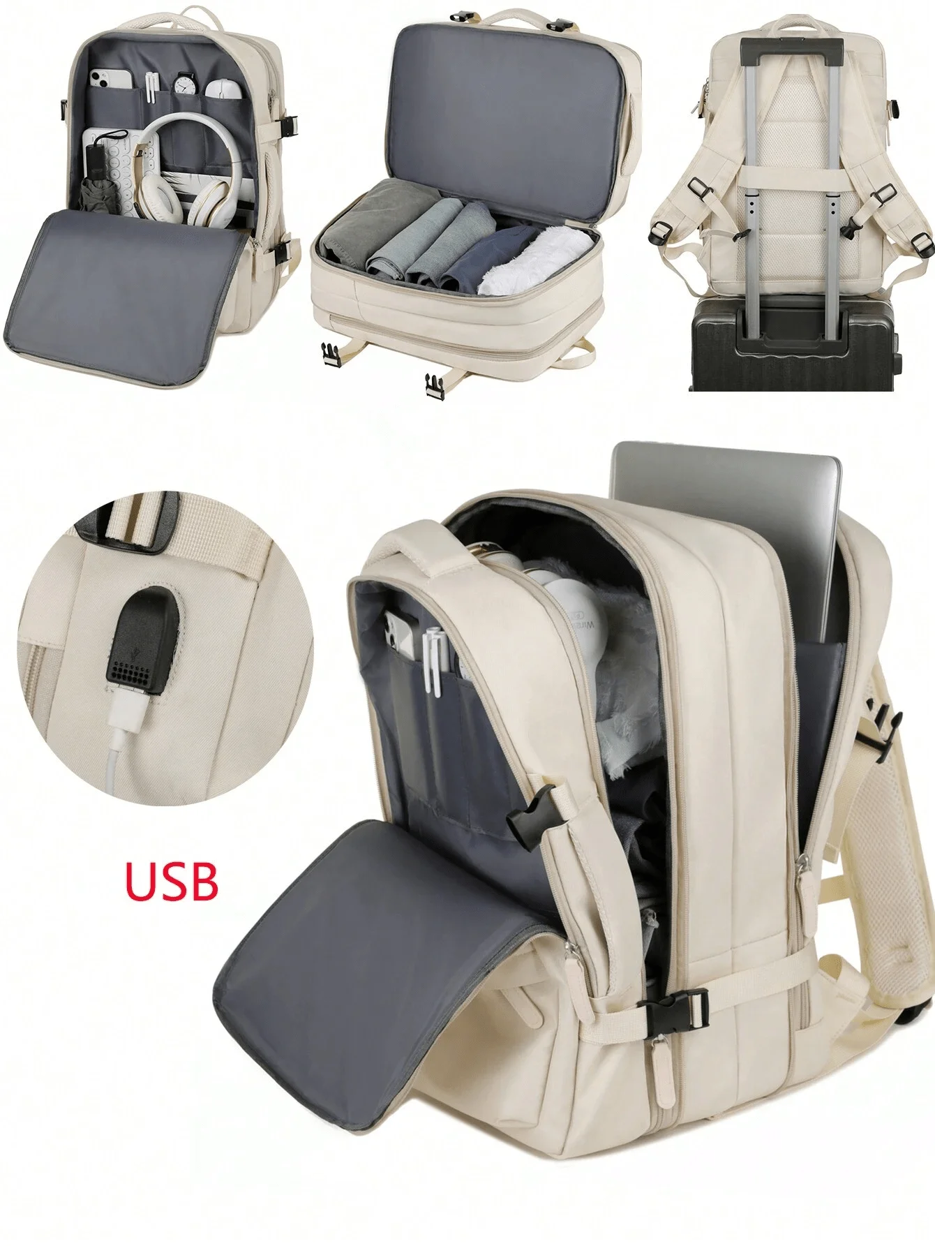 Large Travel Backpack Bag For Women Men,Carry On Backpack,17 Inch Laptop Business Work Waterproof Backpack With Laptop Compartment,Person Item Flight Approved,Mochila De Viaje,Beige Expandable
Large Travel Backpack Bag For Women Men,Carry On Backpack,17 Inch Laptop Business Work Waterproof Backpack With Laptop Compartment,Person Item Flight Approved,Mochila De Viaje,Beige Expandable