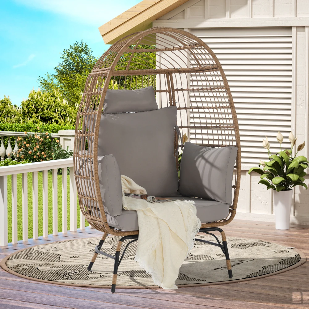 Wicker Egg Chair,Rattan Egg Chair Indoor Outdoor,Oversized Large Egg Chairs 600lbs with Cushion and Pillow for Porch, Backyard,
Wicker Egg Chair,Rattan Egg Chair Indoor Outdoor,Oversized Large Egg Chairs 600lbs with Cushion and Pillow for Porch, Backyard,