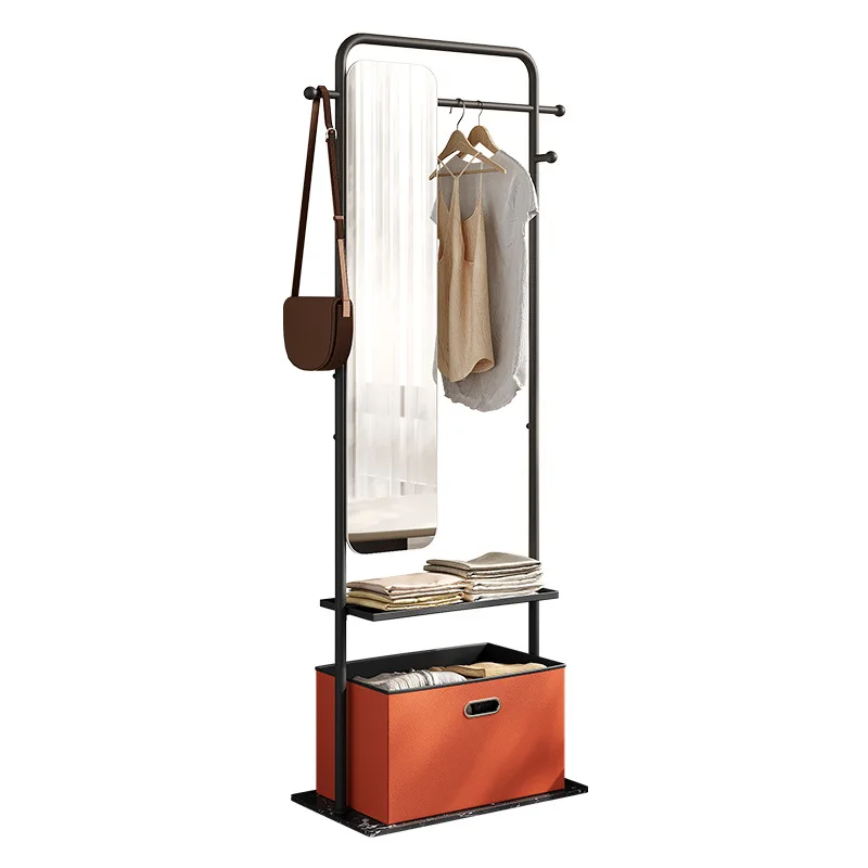 Double pole, coat rack, bedroom floor-to-ceiling clothing rack with mirror storage basket
Double pole, coat rack, bedroom floor-to-ceiling clothing rack with mirror storage basket