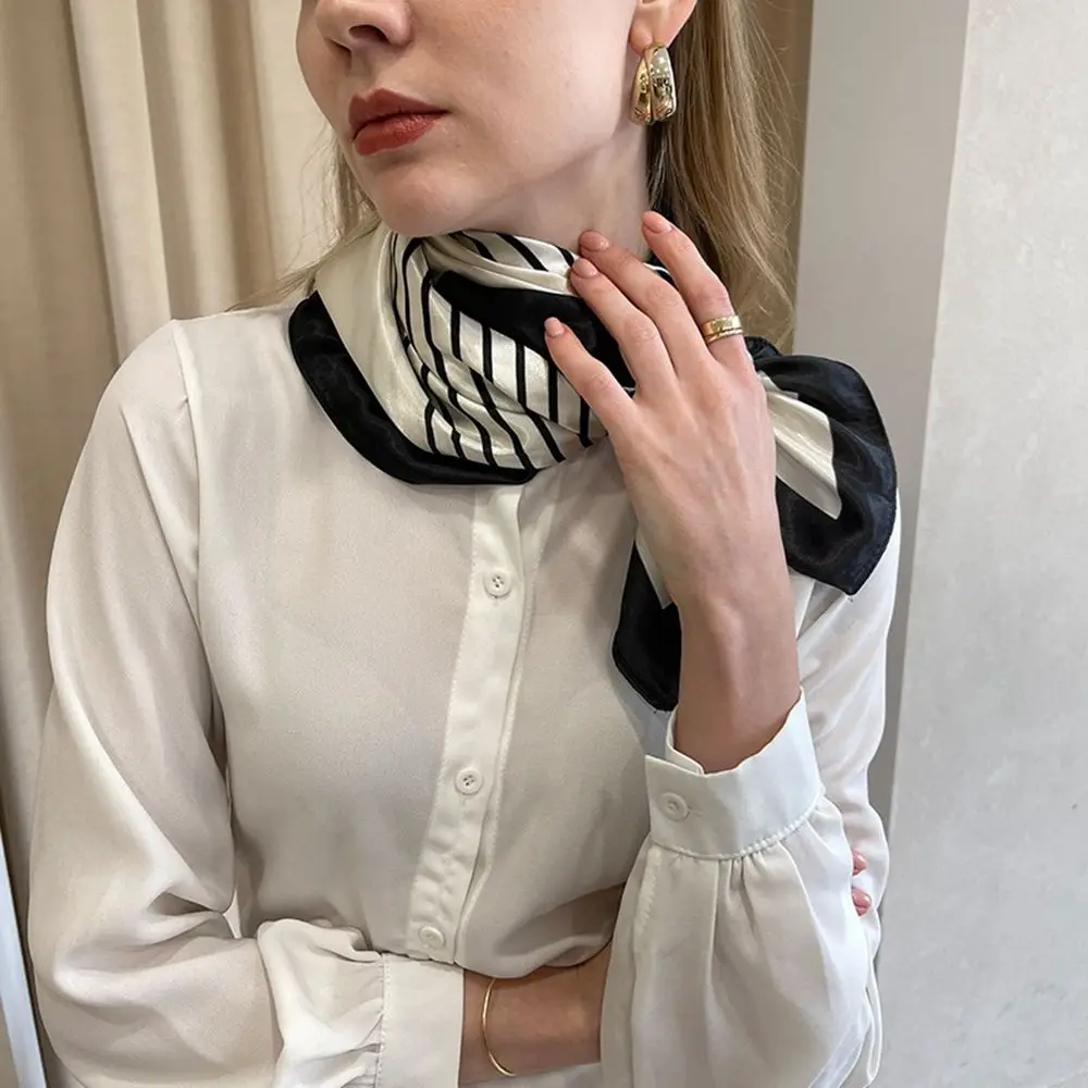 Wraps Large Square Scarf Bag Decoration Headscarf French Striped Silk Scarf Printed Scarf Korean Style Scarves Female Shawl
Wraps Large Square Scarf Bag Decoration Headscarf French Striped Silk Scarf Printed Scarf Korean Style Scarves Female Shawl