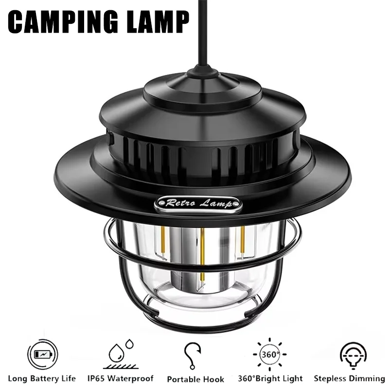 Retro Portable Camping Lantern Waterproof Emergency Light Dimmable Multiple color temperatures Hanging Tent Lamp for Outdoor
Retro Portable Camping Lantern Waterproof Emergency Light Dimmable Multiple color temperatures Hanging Tent Lamp for Outdoor