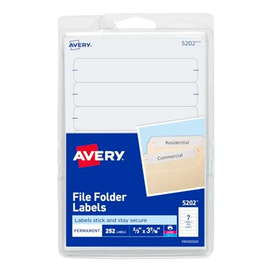 File Folder Labels on 4 x 6 Sheets Easy Peel White Print Handwrite 2/3 x 3-7/16 252 Labels 5202
File Folder Labels on 4 x 6 Sheets Easy Peel White Print Handwrite 2/3 x 3-7/16 252 Labels 5202