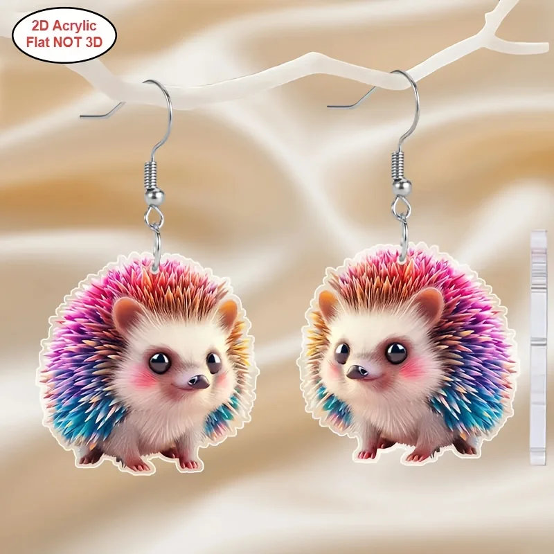 1 pair of cute acrylic hedgehog earrings - realistic rainbow spikes, stainless steel hooks, suitable for daily and gatherings, ideal gifts for women, friends, and family, Mother's Day, hedgehog accessories
1 pair of cute acrylic hedgehog earrings - realistic rainbow spikes, stainless steel hooks, suitable for daily and gatherings, ideal gifts for women, friends, and family, Mother's Day, hedgehog accessories