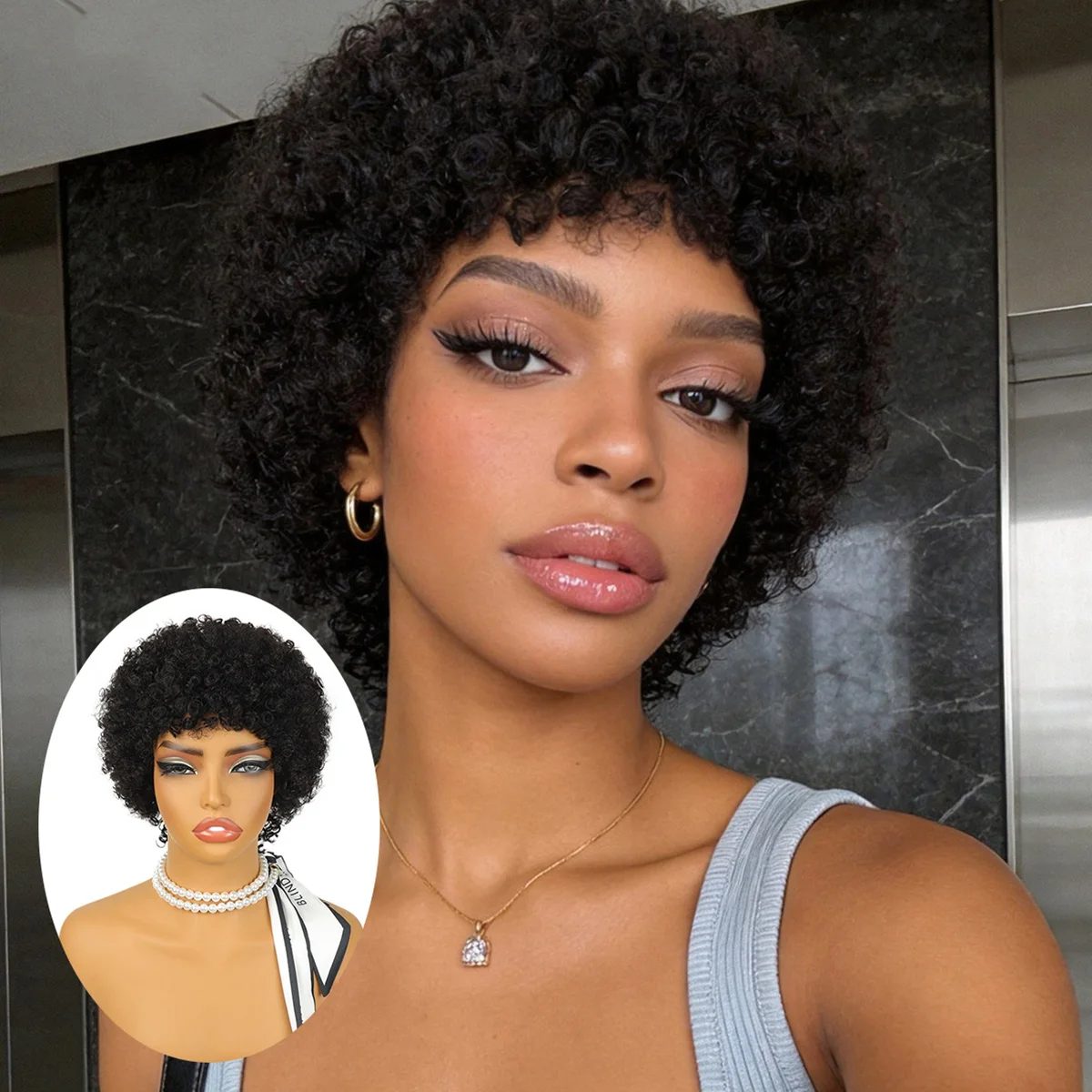 Afro Kinky Curly Human Hair Short Wigs for Women, Full and Fluffy Machine Made Wig Human Hair Pixie Cut Natural Looking Black Co
Afro Kinky Curly Human Hair Short Wigs for Women, Full and Fluffy Machine Made Wig Human Hair Pixie Cut Natural Looking Black Co