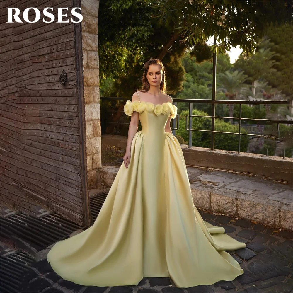 ROSES Yellow Prom Dress Off the Shoulder Short Sleeve Celebrity Dress with 3D Flowers Women's Evening Dress for Gala Customized
ROSES Yellow Prom Dress Off the Shoulder Short Sleeve Celebrity Dress with 3D Flowers Women's Evening Dress for Gala Customized