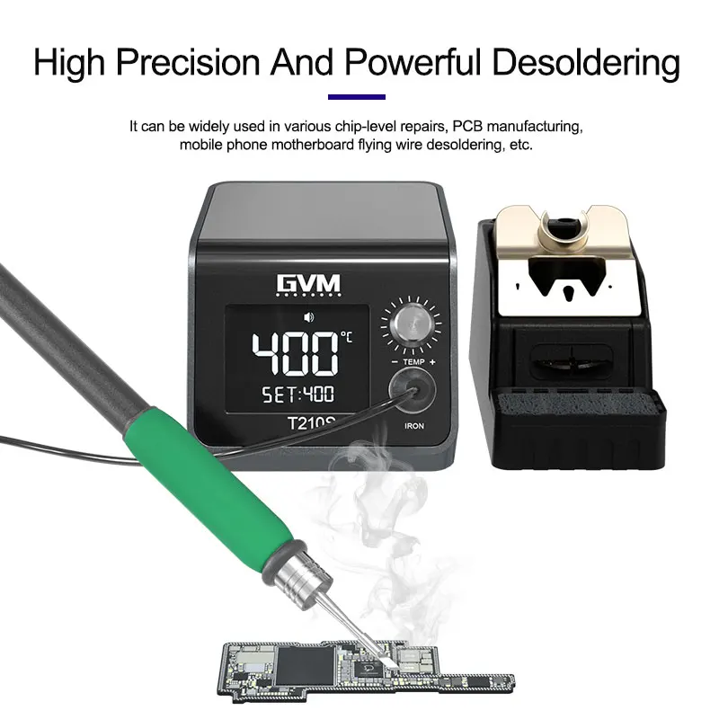 GVM-T210S C210 Electronic Welding Rework Station, Repaid Heating, Soldering Iron Station Support T210 Handle Soldering Iron Tips
GVM-T210S C210 Electronic Welding Rework Station, Repaid Heating, Soldering Iron Station Support T210 Handle Soldering Iron Tips