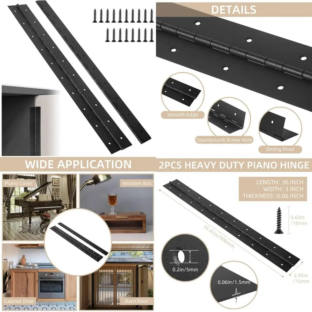 Сверхмощные петли для фортепиано из нержавеющей стали, открытая ширина 36 x 3, толщина 0,06 года, черные непрерывные петли для долговечности и силы.
Сверхмощные петли для фортепиано из нержавеющей стали, открытая ширина 36 x 3, толщина 0,06 года, черные непрерывные петли для долговечности и силы.