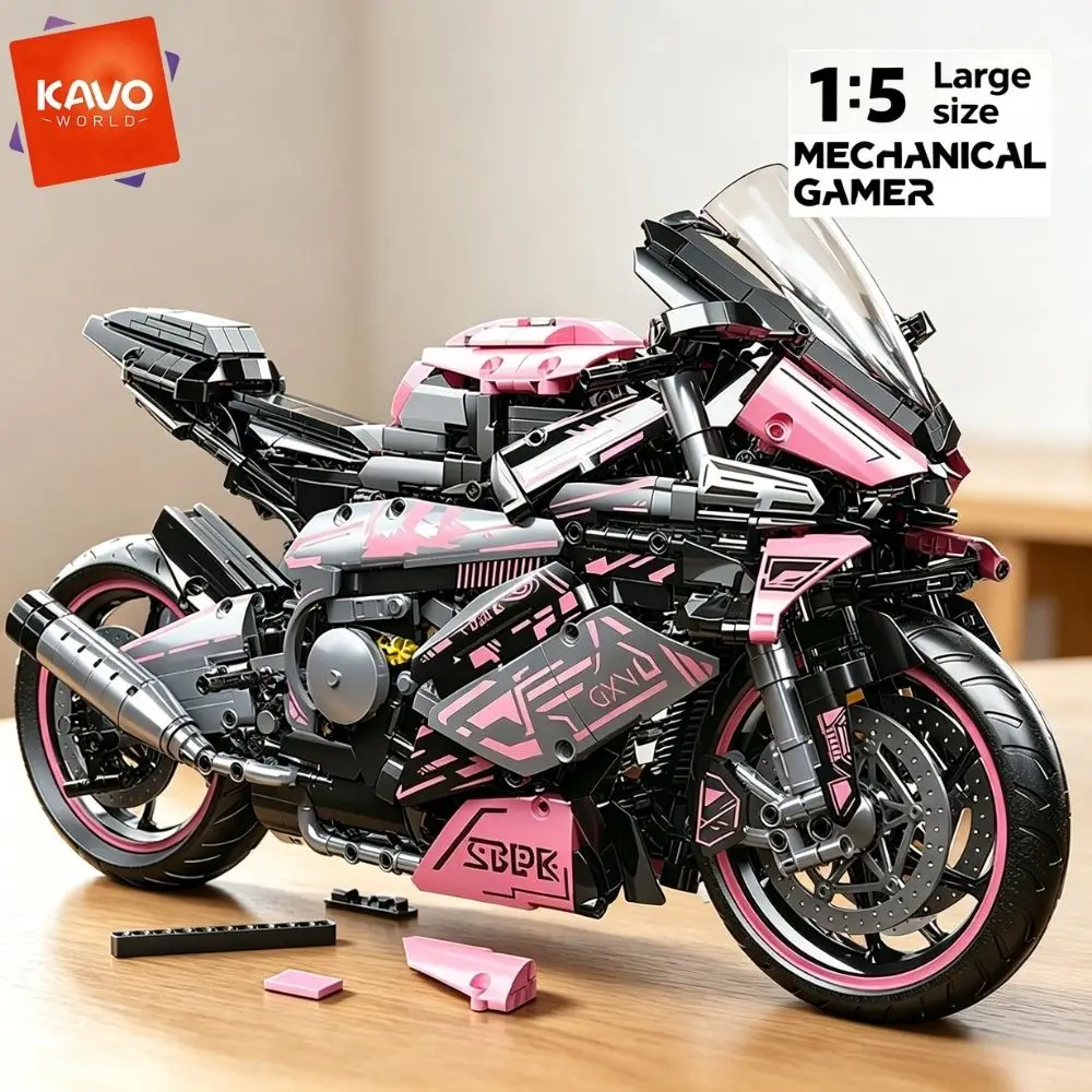 KAVOWORLD 2096PCS 1:5 Large Motorbike Building Bricks Set Front Wheel Steering Simulated Exhaust Pipe Rear Chain Drive Rubber Tires DIY Collectible Motorcycle Model for Desk Decor Christmas Birthday Gift
KAVOWORLD 2096PCS 1:5 Large Motorbike Building Bricks Set Front Wheel Steering Simulated Exhaust Pipe Rear Chain Drive Rubber Tires DIY Collectible Motorcycle Model for Desk Decor Christmas Birthday Gift