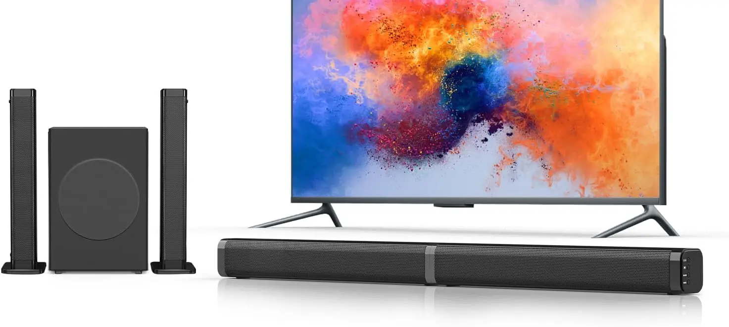 2-in-1 Detachable Soundbar with Subwoofer, Bluetooth 5.0 Surround Sound for TV, ARC/Optical/Aux/USB, 10 EQ Modes, Remote
2-in-1 Detachable Soundbar with Subwoofer, Bluetooth 5.0 Surround Sound for TV, ARC/Optical/Aux/USB, 10 EQ Modes, Remote