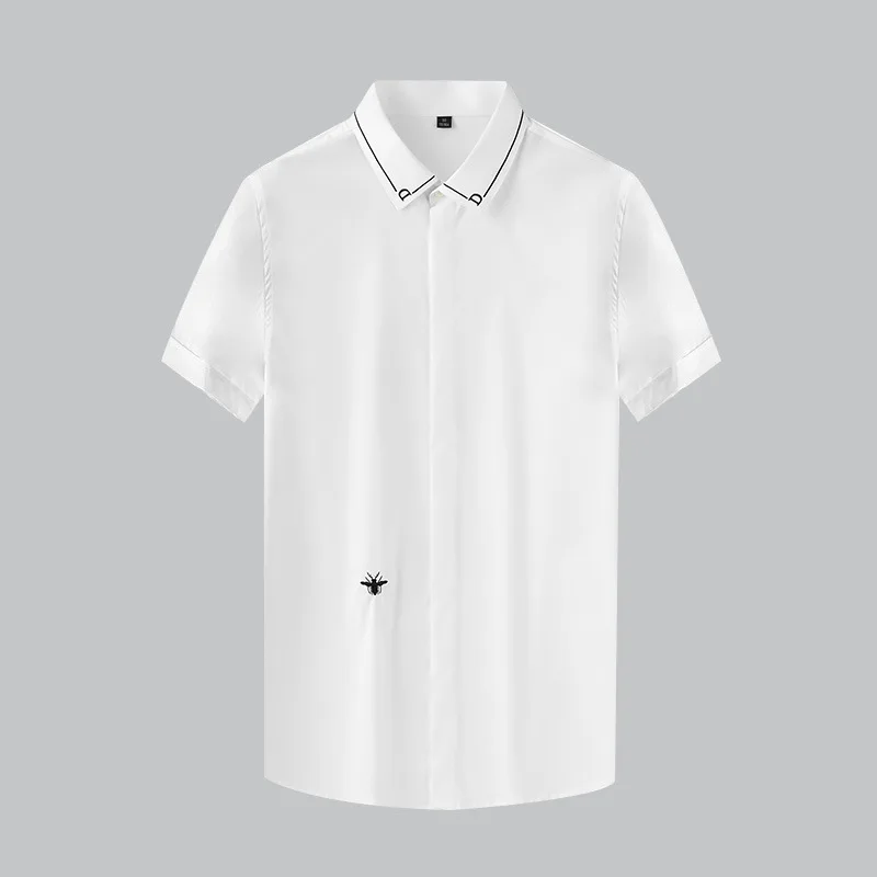 2022 summer new men's shirt fashion trend all-match no-iron solid color small bee embroidery short-sleeved half-sleeve shirt
2022 summer new men's shirt fashion trend all-match no-iron solid color small bee embroidery short-sleeved half-sleeve shirt