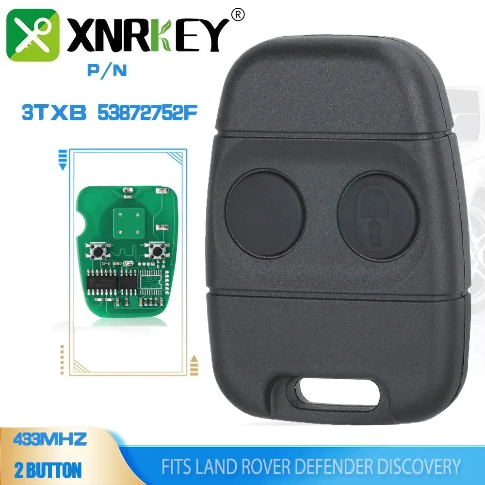 XNRKEY P/N: 3TXB 53872752F дистанционный ключ 433 МГц 2 кнопки для Land Rover Defender Discovery Freelander MG для NIssan
XNRKEY P/N: 3TXB 53872752F дистанционный ключ 433 МГц 2 кнопки для Land Rover Defender Discovery Freelander MG для NIssan