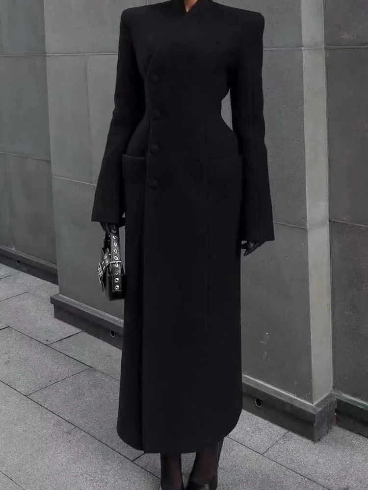 Women Elegant Solid Long Coat Fashion High Neck Wide Shoulder Long Sleeve Jacket Autumn Winter Lady Outerwaer Street
Women Elegant Solid Long Coat Fashion High Neck Wide Shoulder Long Sleeve Jacket Autumn Winter Lady Outerwaer Street