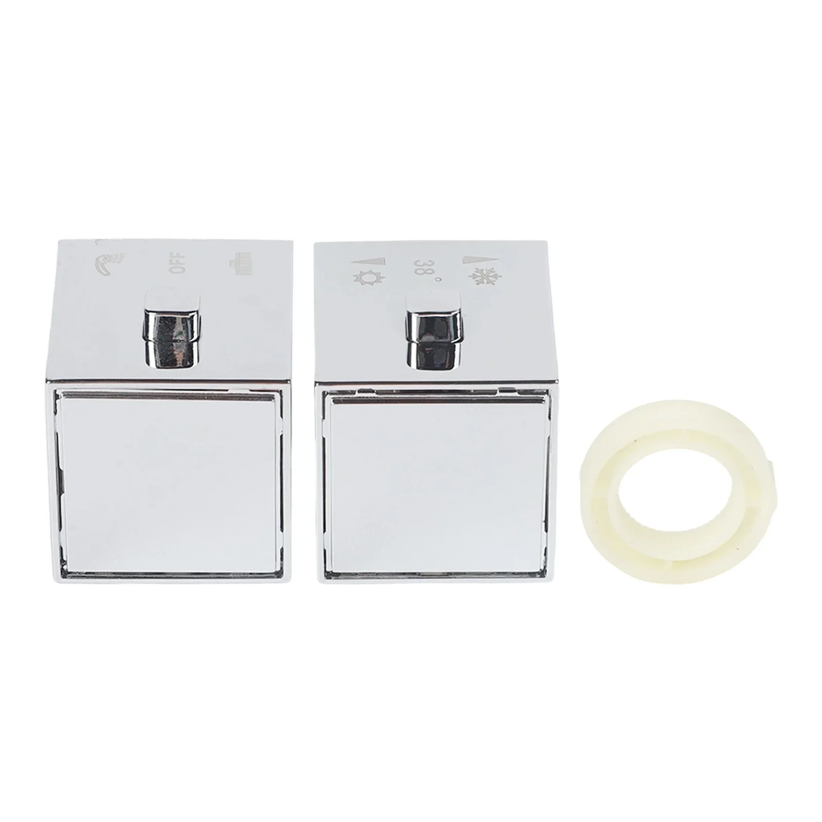 Temperature Control Handle Knob Pair with Chrome Finish for Square Shower Valves Compatible with Thermostatic Mixer Valves
Temperature Control Handle Knob Pair with Chrome Finish for Square Shower Valves Compatible with Thermostatic Mixer Valves
