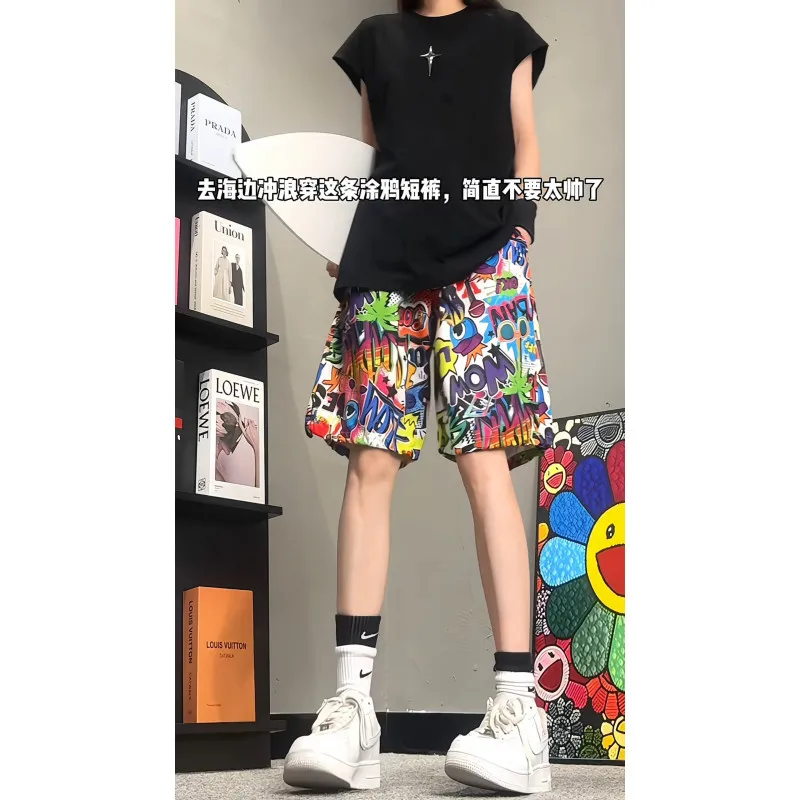 2026 Summer New Women's Colorful Graffiti Print Casual Beach Shorts Loose Drawstring Shorts Women
2026 Summer New Women's Colorful Graffiti Print Casual Beach Shorts Loose Drawstring Shorts Women