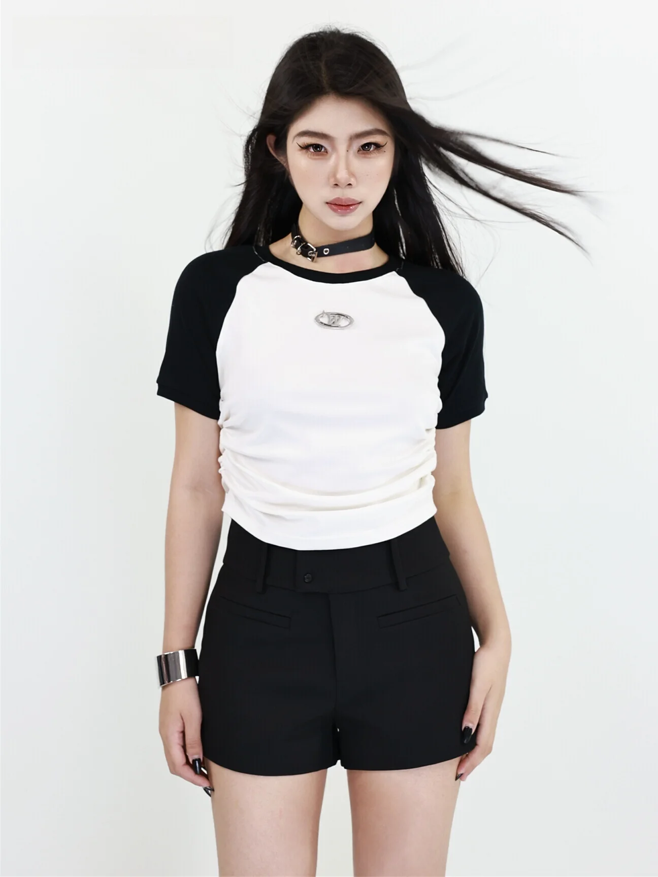 Color Blo oulder T-irt Women's Summer Dstring Design Slimming ort Sve round Ne Top Korean Sle Cotton Blend
Color Blo oulder T-irt Women's Summer Dstring Design Slimming ort Sve round Ne Top Korean Sle Cotton Blend