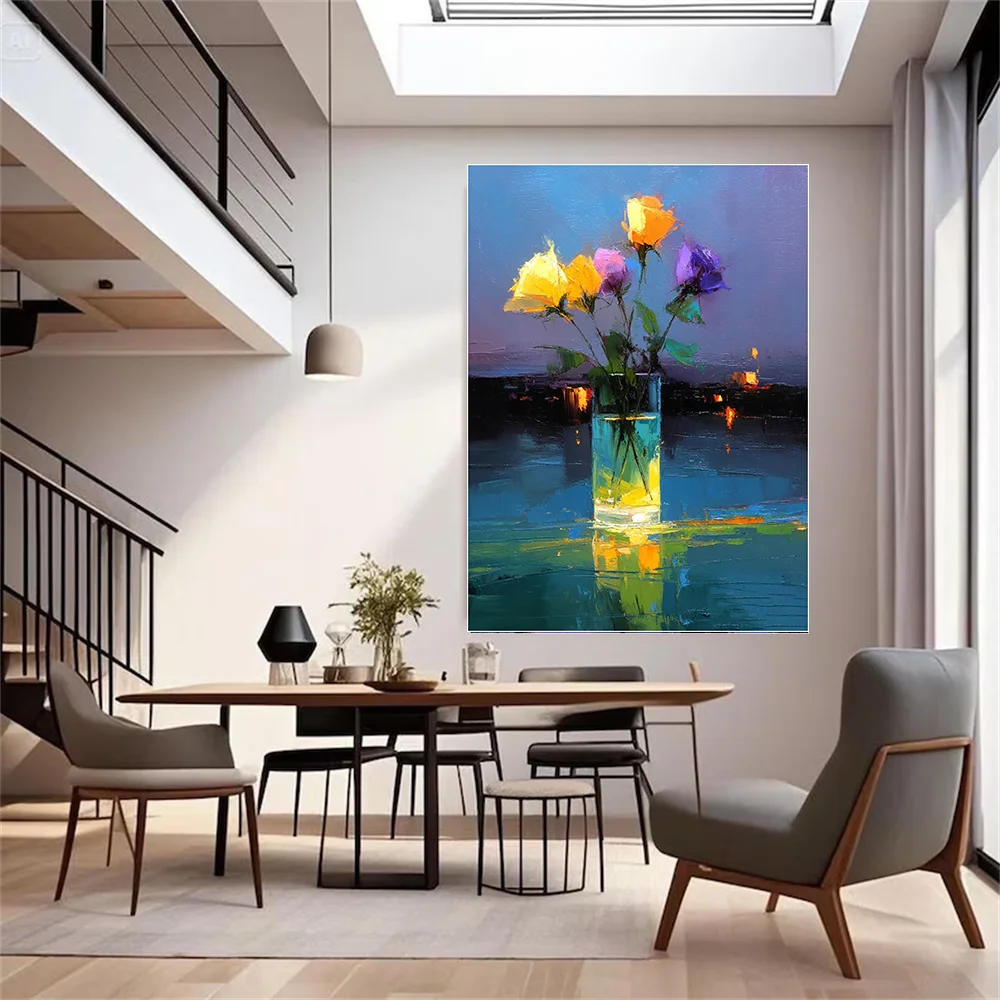 Hand-Painted Colorful Roses Vase Oil Painting, Impasto Floral Still Life Canvas Wall Art, Modern Flower Decor for Living Room
Hand-Painted Colorful Roses Vase Oil Painting, Impasto Floral Still Life Canvas Wall Art, Modern Flower Decor for Living Room