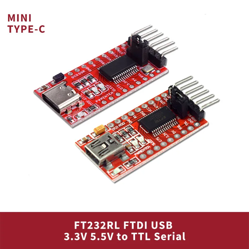 USB to TTL FT232RL FTDI USB 3.3V 5.5V to TTL Serial Adapter Module for Arduino FT232 Pro Support Type-C Mini Interface
USB to TTL FT232RL FTDI USB 3.3V 5.5V to TTL Serial Adapter Module for Arduino FT232 Pro Support Type-C Mini Interface