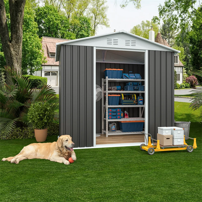 6'x4' Vertical Storage Shed Heavy Duty Apex Roof Metal Shed Kit with Rainproof Design, Free Anchor for Patio Lawn Equipment
6'x4' Vertical Storage Shed Heavy Duty Apex Roof Metal Shed Kit with Rainproof Design, Free Anchor for Patio Lawn Equipment