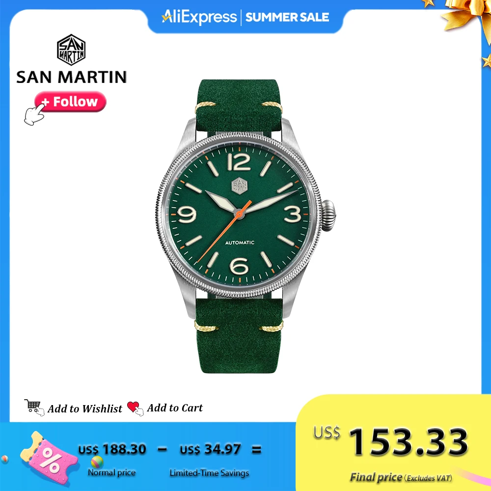 San Martin 38.5mm Simple Pilot Vintage Style Original Design NH35 Automatic Mechanical Watches for men Sapphire 10Bar SN0033
San Martin 38.5mm Simple Pilot Vintage Style Original Design NH35 Automatic Mechanical Watches for men Sapphire 10Bar SN0033