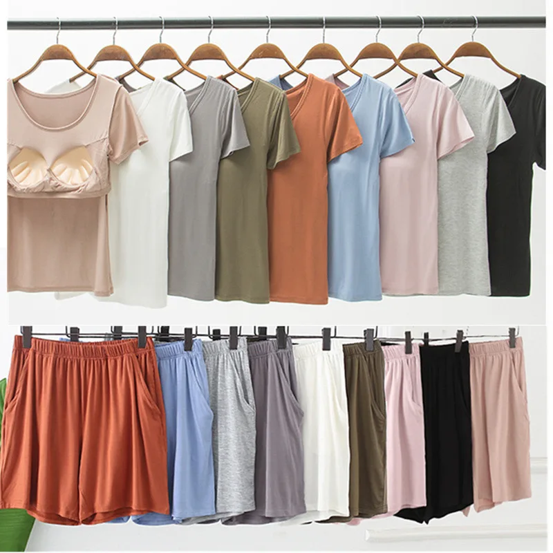 Two Piece Set Summer Women Pijama Sleeping Pyjamas Summer New Pajamas For Women With Cups Big Size M-3XL Home Suits
Two Piece Set Summer Women Pijama Sleeping Pyjamas Summer New Pajamas For Women With Cups Big Size M-3XL Home Suits