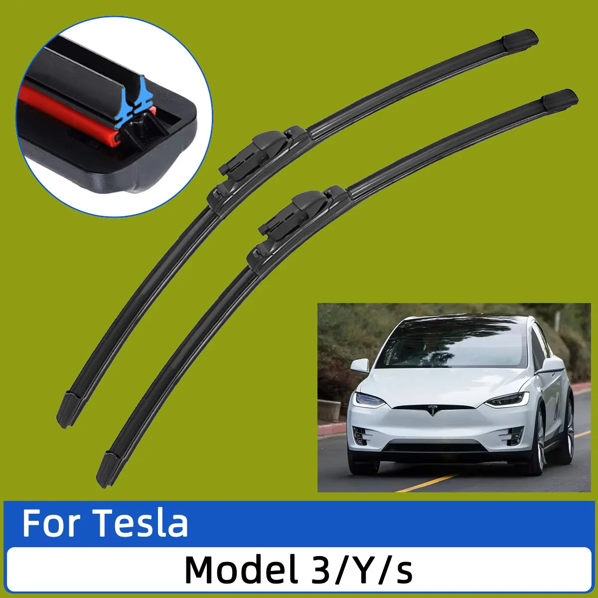 2PCS Double rubber For Tesla Model 3 Y S Front Wiper Blades Brushes Cutter Accessories Rubber Windshield Wiper Universal
2PCS Double rubber For Tesla Model 3 Y S Front Wiper Blades Brushes Cutter Accessories Rubber Windshield Wiper Universal