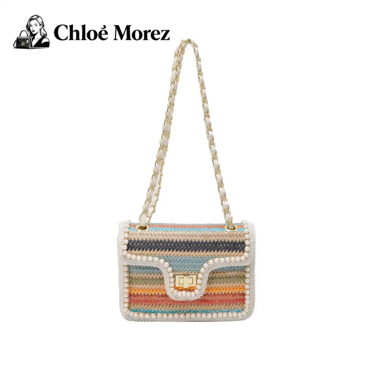 Straw Woven Bag Popular Fashion Buckle Chain Bag Beach Vacation Woven Pearl Crossbody Shoulder Bag
Straw Woven Bag Popular Fashion Buckle Chain Bag Beach Vacation Woven Pearl Crossbody Shoulder Bag