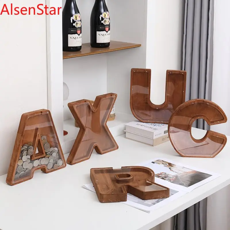 Large 26 English Letter Piggy Bank Retro Solid Wood Transparent Coins Storage Can Ornament Gift Home Decoration
Large 26 English Letter Piggy Bank Retro Solid Wood Transparent Coins Storage Can Ornament Gift Home Decoration