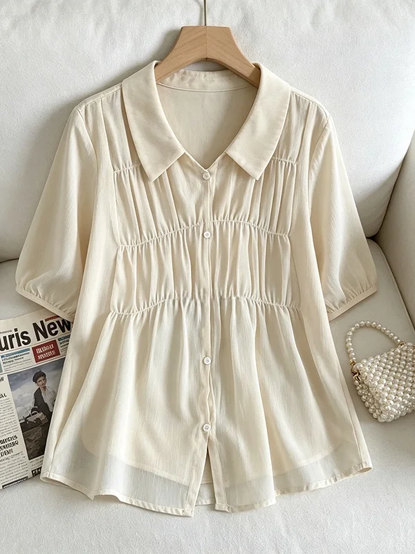 plus Size Women's Fashionable Simple Summer Shirt Pure Color Turn-down Collar Short Sleeve Chiffon Top Korean Style Commute Wind
plus Size Women's Fashionable Simple Summer Shirt Pure Color Turn-down Collar Short Sleeve Chiffon Top Korean Style Commute Wind