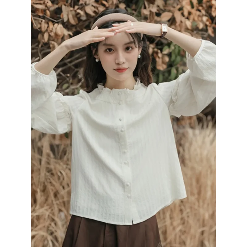Stand Collar Fungus Shirt for Women Early Autumn Salt Style New Bottoming Shirt French Long-sleeved Top
Stand Collar Fungus Shirt for Women Early Autumn Salt Style New Bottoming Shirt French Long-sleeved Top