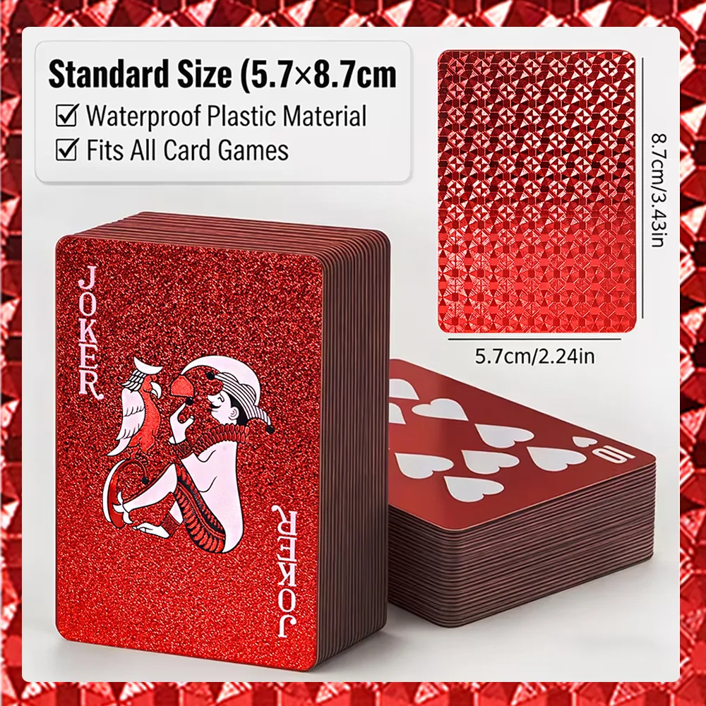 1/2Set Red Playing Cards Waterproof PVC Frosted Magic Boxed Plastic Set Poker Cards Classic Magic Tools Tabletop Games
1/2Set Red Playing Cards Waterproof PVC Frosted Magic Boxed Plastic Set Poker Cards Classic Magic Tools Tabletop Games
